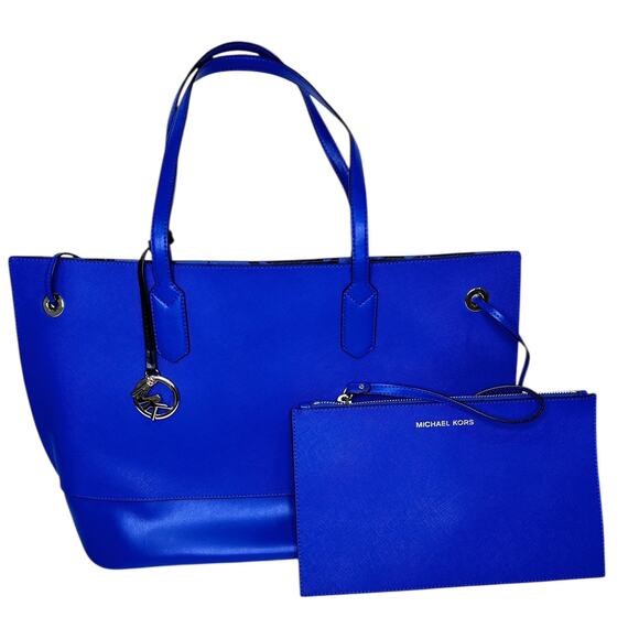 Michael Kors Trista Royal Blue Large Drawstring Tote with Zip Pouch NWOT - Picture 1 of 7